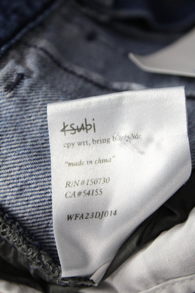 Ksubi Unisex Cargo Jogger Pants Dark Blue High Rise Button Fly Army Size 23