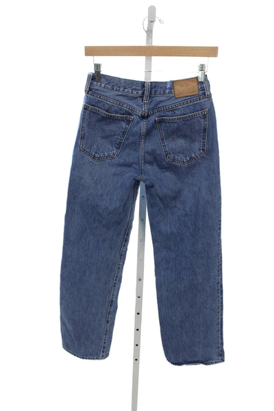 Denim Forum Unisex Straight Jeans Blue Mid Rise 100% Cotton Size 23