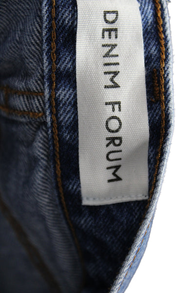 Denim Forum Unisex Straight Jeans Blue Mid Rise 100% Cotton Size 23