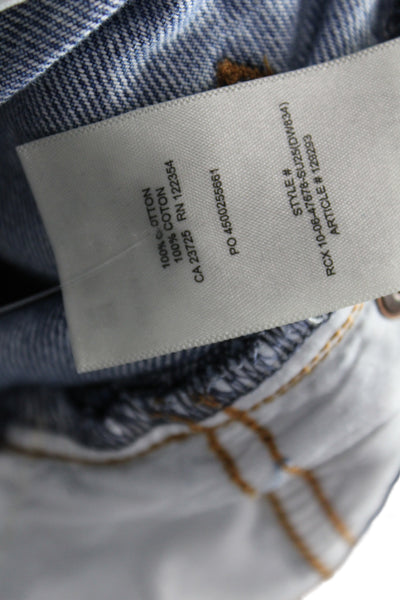Denim Forum Unisex Straight Jeans Blue Mid Rise 100% Cotton Size 23
