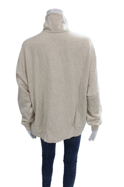 Perfect White Tee Womens Mock Neck Zip Pullover Sweatshirt Beige Size L