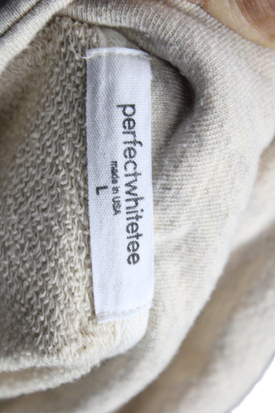 Perfect White Tee Womens Mock Neck Zip Pullover Sweatshirt Beige Size L