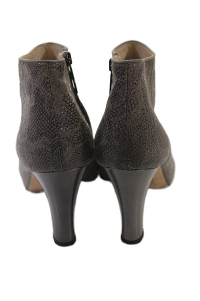 Marchez Vous Womens Snakeskin Print Peep Toe Ankle Boots Brown Size 8.5