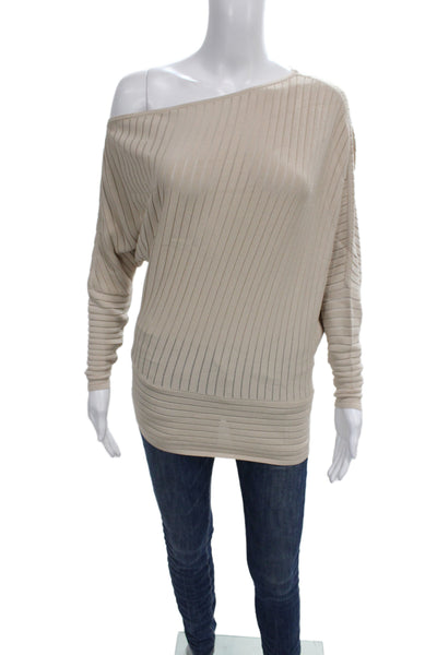 Reiss Unisex Pullover Striped Beige Sweater Long Sleeve Size M