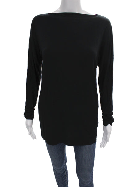 Vince Women Basic Black Long Sleeve Micromodal T-Shirt Size M