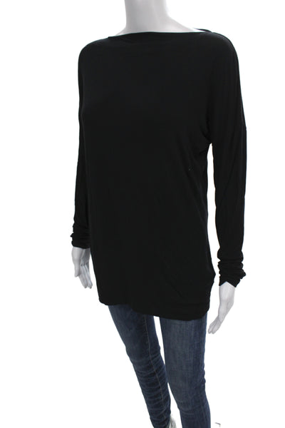 Vince Women Basic Black Long Sleeve Micromodal T-Shirt Size M