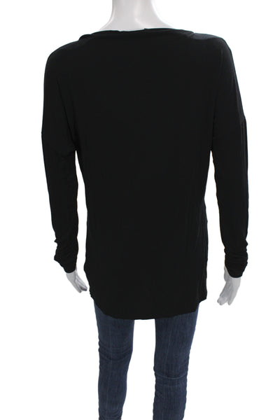 Vince Women Basic Black Long Sleeve Micromodal T-Shirt Size M