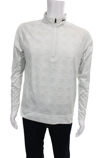 Kjus Mens Half Zipper Mock Neck Long Sleeves Shirt Grey Size 52 Long