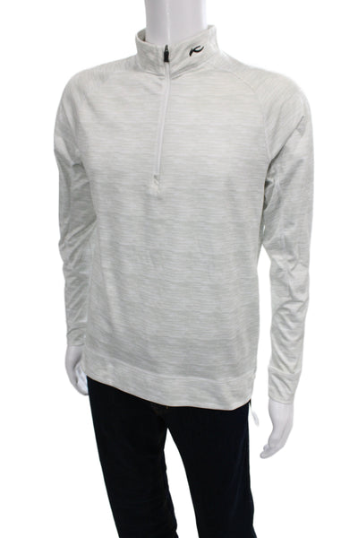 Kjus Mens Half Zipper Mock Neck Long Sleeves Shirt Grey Size 52 Long
