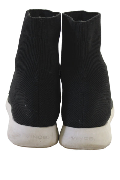 Vince Womens Slip On Round Toe Knit Sock Sneakers Black White Size 9