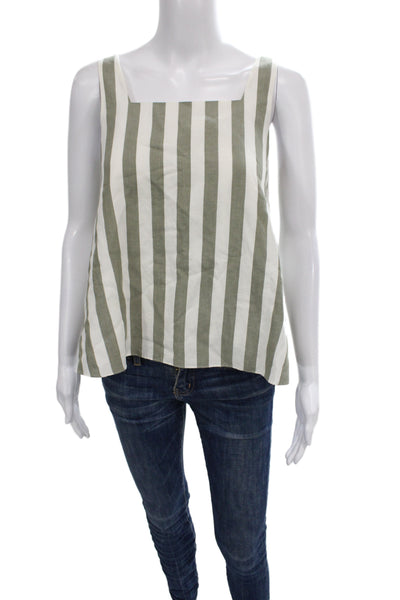 Club Monaco Womens Striped Square Neck Camisole Green Petite Size XS