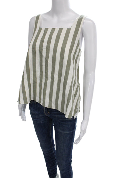 Club Monaco Womens Striped Square Neck Camisole Green Petite Size XS