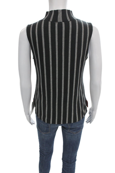Moth Anthropologie Women Basic Striped Mock Neck Tank Black Size S