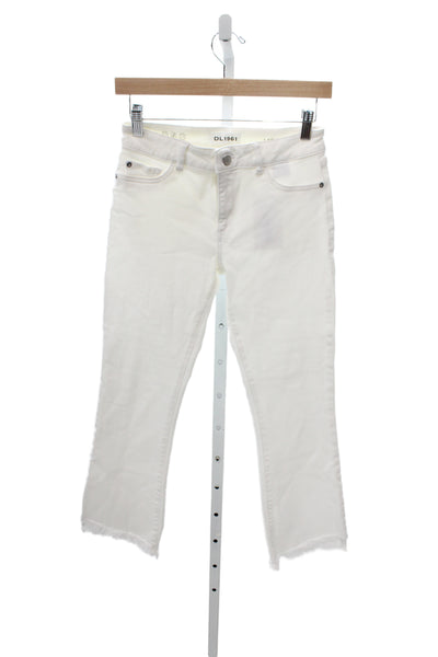 DL1961 Women Ankle Cropped White Jeans Mid Rise Button Fly Size 26