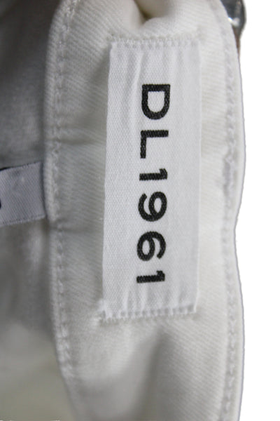 DL1961 Women Ankle Cropped White Jeans Mid Rise Button Fly Size 26