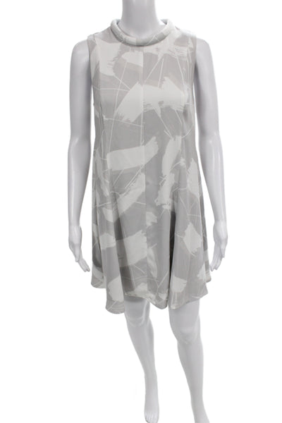 Keepsake Womens Gray Mockneck Shift Dress Sleeveless Mini Graphic Print Size S