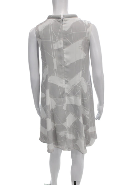 Keepsake Womens Gray Mockneck Shift Dress Sleeveless Mini Graphic Print Size S