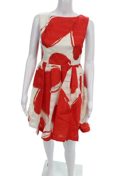 Alice + Olivia Womens Fit & Flare Mini Floral Red Dress Sleeveless Size 0