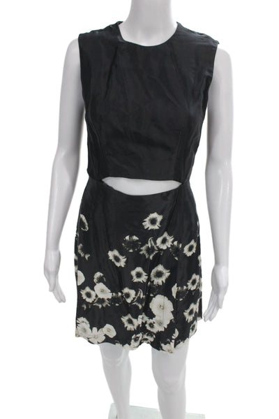 Lover Womens Black Floral Sleeveless Mini Shift Dress Size 4