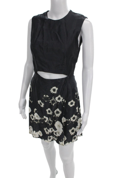 Lover Womens Black Floral Sleeveless Mini Shift Dress Size 4