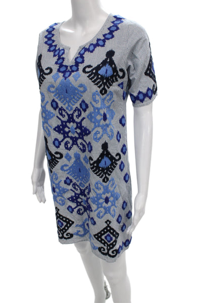 Rose And Rose Womens Black Kaftan Dress V-Neck Cotton Boho Knee Size S