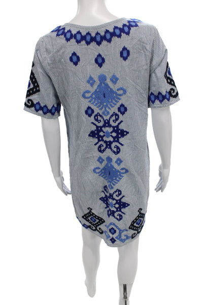 Rose And Rose Womens Black Kaftan Dress V-Neck Cotton Boho Knee Size S