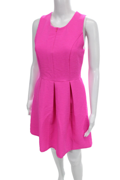 Gianni Bini Women Fit & Flare Mini Dress Sleeveless Round Neck Pink Size S