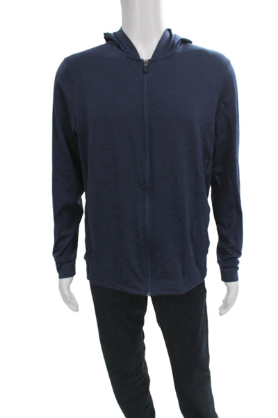 Nike Mens Clothing Jacket Blue Solid V Neck Long Sleeve Size M