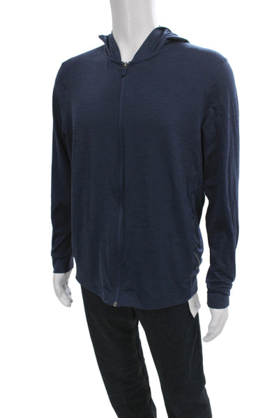 Nike Mens Clothing Jacket Blue Solid V Neck Long Sleeve Size M