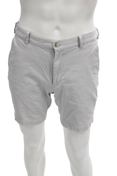 Peter Millar Mens Chino Shorts Gray Pima Cotton Button Solid Size 32