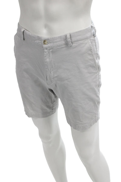 Peter Millar Mens Chino Shorts Gray Pima Cotton Button Solid Size 32