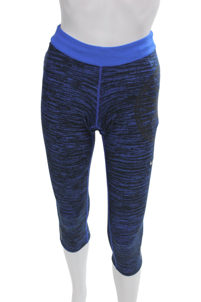 Nike Women Capri Leggings Blue Striped Zip Sports Size XS