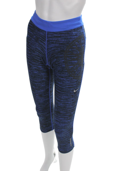 Nike Women Capri Leggings Blue Striped Zip Sports Size XS