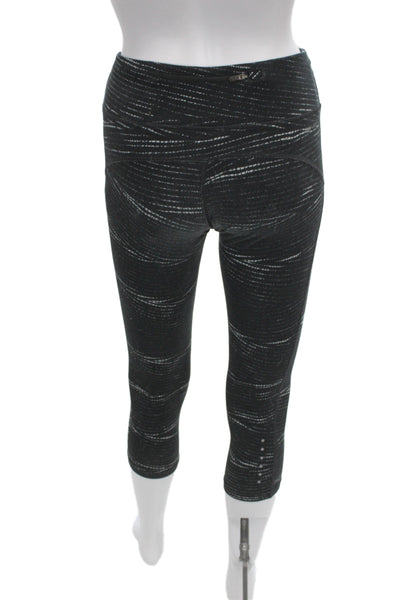 Nike Womens Black Striped Capri Leggings Polyester Spandex Size XS