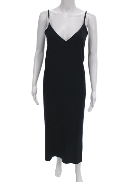 Jenni Kayne Womens Slip Dress Black Silk V-Neck Sleeveless Long Size XS