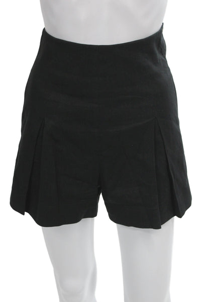 Vince Unisex Shorts Black Button Linen Blend Size 2