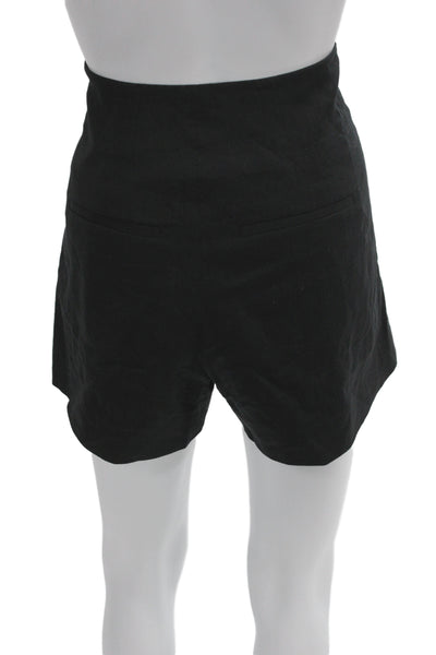 Vince Unisex Shorts Black Button Linen Blend Size 2