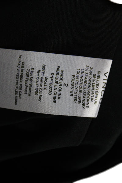 Vince Unisex Shorts Black Button Linen Blend Size 2