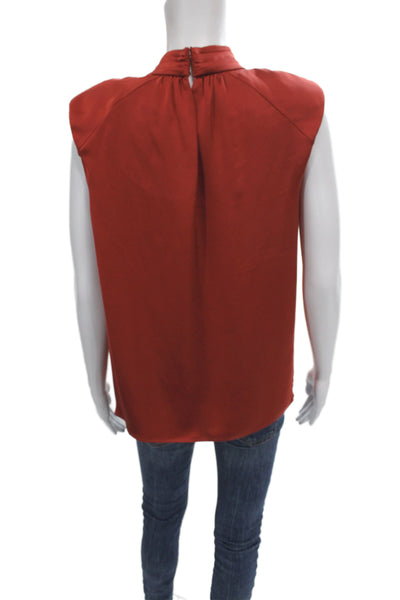 Ramy Brook Women Red High Neck Sleeveless Tie Neck Blouse Size S
