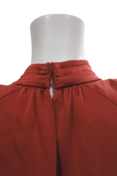 Ramy Brook Women Red High Neck Sleeveless Tie Neck Blouse Size S