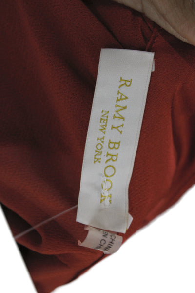 Ramy Brook Women Red High Neck Sleeveless Tie Neck Blouse Size S