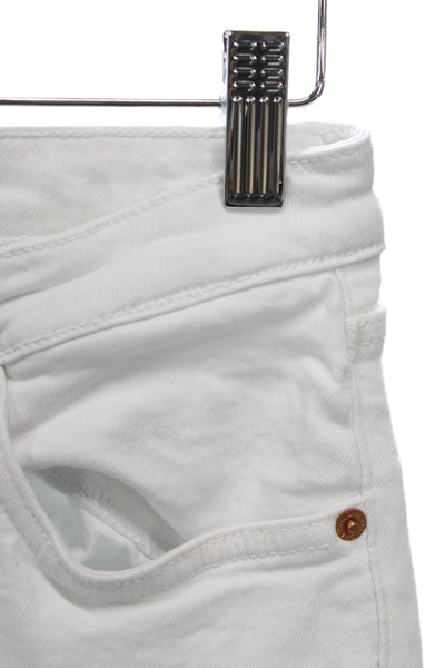 Zara Womens Ankle Cropped Skinny Jeans White Mid Rise Cotton Size 4