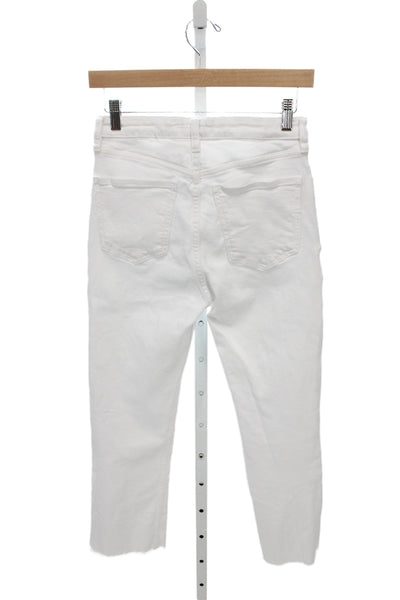 Zara Womens Ankle Cropped Skinny Jeans White Mid Rise Cotton Size 4