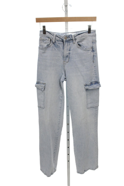 Vervet Unisex Straight Ankle Jeans Light Blue Mid Rise Cotton Size 26