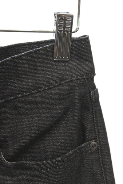 Zara Unisex High Waist Cropped Straight Jeans Black Button Size 4