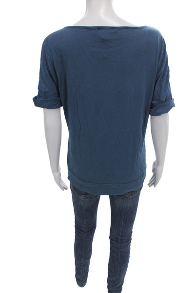Lauren Ralph Lauren Womens Blue Jersey Tee Cotton Short Sleeve Size M