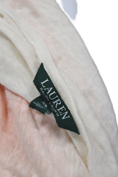 Lauren Ralph Lauren Womens White Tunic Blouse Round Neck Short Sleeve Size XS