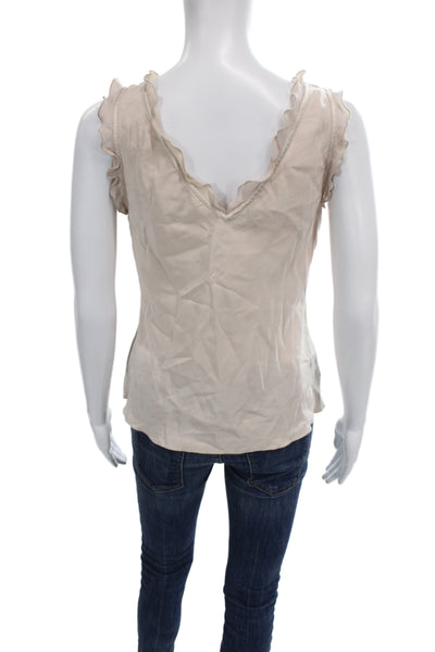 Neiman Marcus Womens Beige Silk V Neck Sleeveless Tank Classic Size S