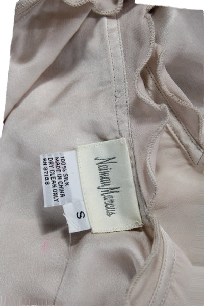 Neiman Marcus Womens Beige Silk V Neck Sleeveless Tank Classic Size S