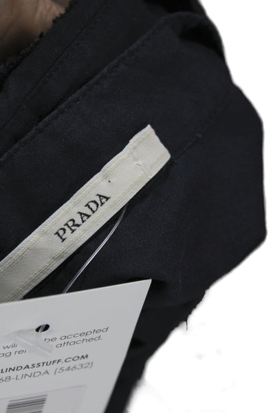 Prada Women Collared Button-Up Long Sleeve Black Cotton Blend Blouse Size 38